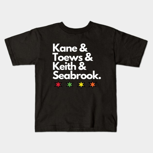 Kane & Toews & Keith & Seabrook Kids T-Shirt by Madhouse Chicago Hockey Podcast